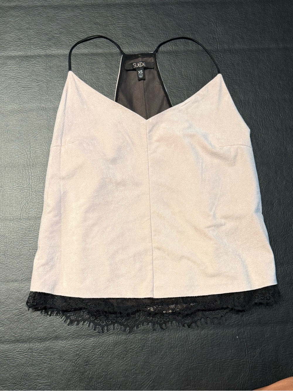 Suede-like Lace Trim Cami Top in Light Pink XS